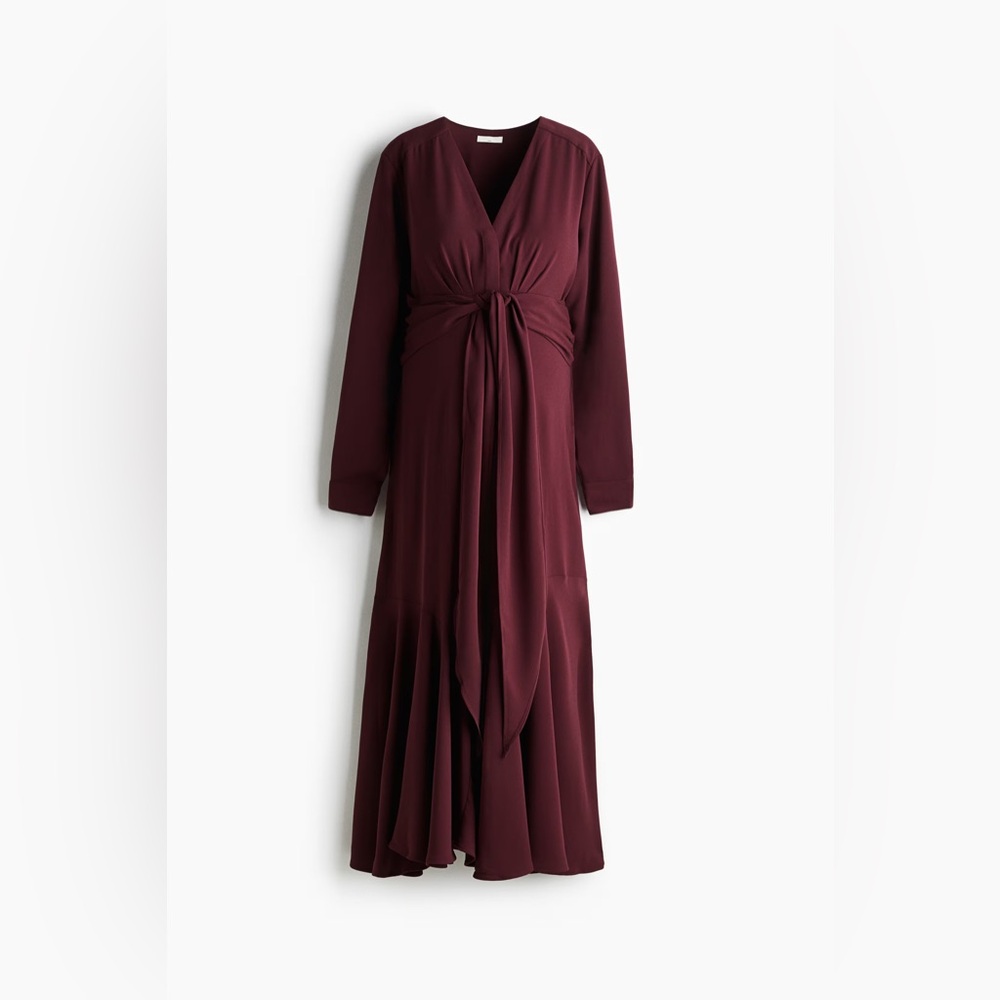 NWT H&M Mama Tie-Detail Crêpe Dress - Picture 2 of 7
